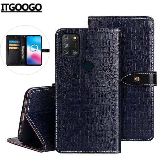 Case For Alcatel 3X 2020 Case Cover Crocodile Grain Flip Leather Case ForAlcatel 3X 2020 Cover Business Phone Case