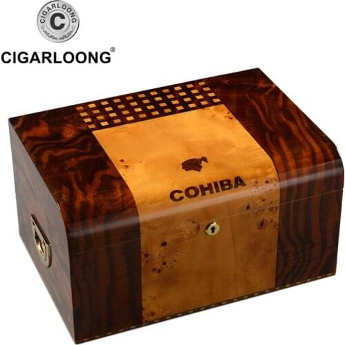COHIBA Cigar Box Large Capacity double-storey cigar humidifier with Cigar humidifier and cigar hygrometer HH-9002