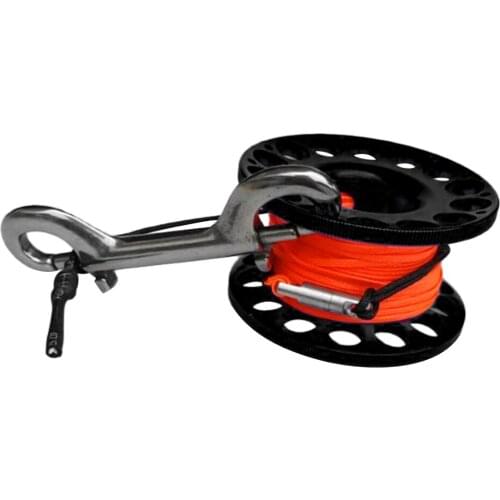 Scuba Diving Aluminum Alloy Finger Reel Spool w/ 30m High Visibility Line Snap Underwater Gear Equipment