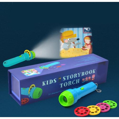 Kids flashlight story book projector Torch Educational Light-up Toys Sleep Light Preschool Fairy Tale Perform Lamp gift