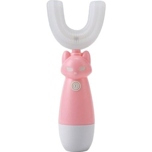 Childrens Smart Push-Button Sonic Electric Toothbrush Child Training Cleaning Cartoon Automatic U Shape Toothbrush