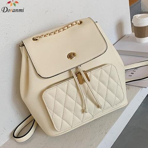 DORANMI Diamond Lattice Schoolbag Womens Backpacks 2020 Luxury Brand Designed Female Rucksack Square Backpacks Mochila BG938