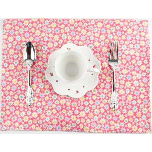 Floral print cotton fabric placemat heat insulation mat dining table mat Girls table Napkin fabric country placemats