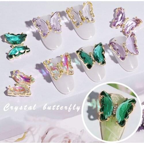 Exquisite Butterfly Nail Rhinestones AB Crystal Shiny Holographic Manicure Tools Korean Style Charms Nail Art Decoration