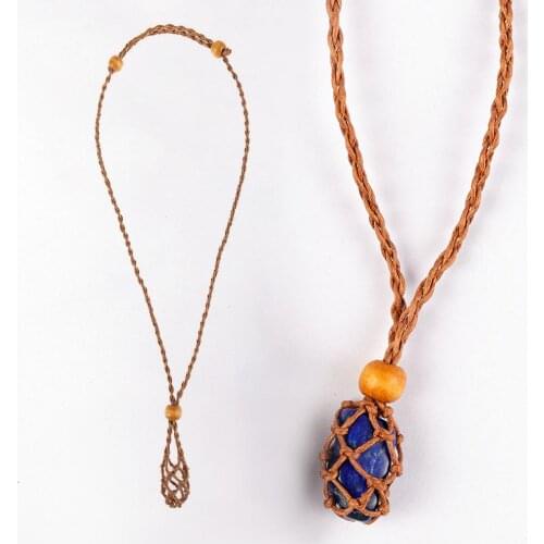 HOT Handmade retro woven wax rope net bag DIY Bracelet Necklace Jewelry Rough stone net bag Necklace Cord Empty Stone Holder