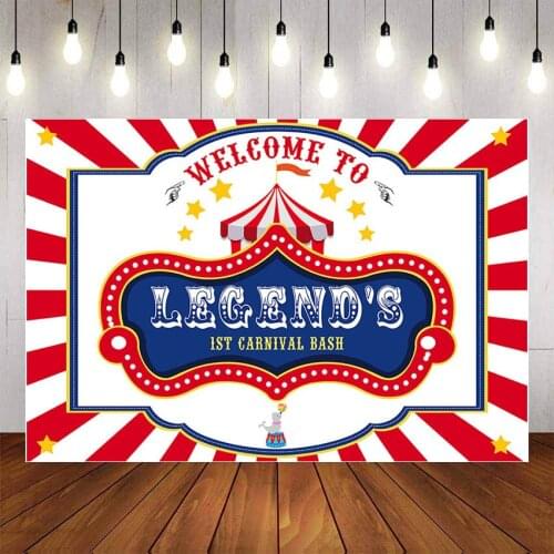 Mehofon Photography Background Circus Carnival White Red Stripes Blue First 1st Birthday Party Baby Shower Backdrop Photo Studio