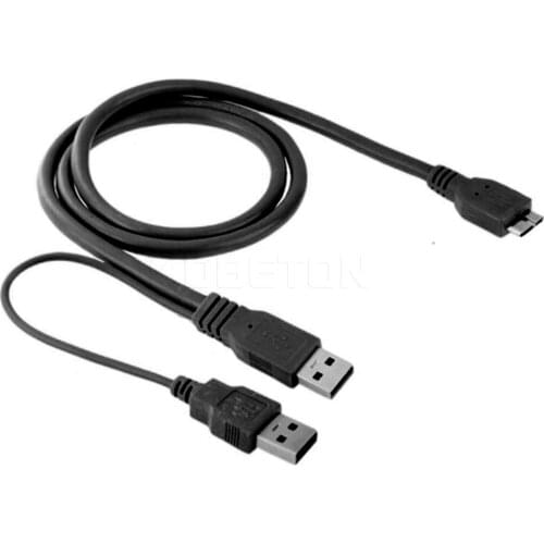 Mini Dual USB 3.0 A to Micro-B USB 3.0 Y Cable for HDD Case Computer Cable Connector Length 50cm