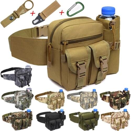 Multifunctional Fishing Tackle Bag Portable Lure Tool Waist Belt Bags Military Tactical Camping Hunting Bottle Pouch Camouflage