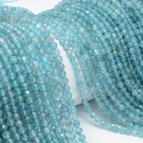Natural Light Blue Apatite Faceted Round Beads 3.8mm