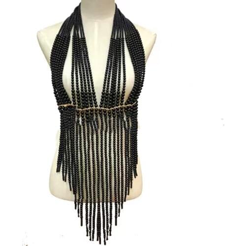 New pearl shoulder chain jewelry sexy body chain exaggerated multi-layer back breast chain women wedding necklace accessories