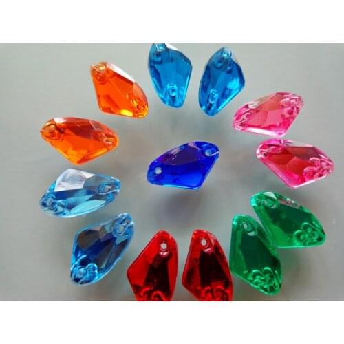 200pcs 9*14mm mixed colour Galatic shape sew on rhinestones dazzling Acryl crystal flatback loose beads free shipping