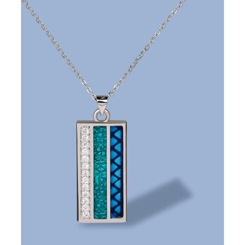 CIZEVA Fashion Design Square Pendant 925 Silver CZ Necklace Micro Pave Zircon Pendant Neckalce Chokers Handmade Enamel Jewelry