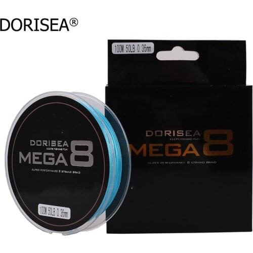 DORISEA MEGA 8 Strands 100M Braided Fishing Line 6-100LB 8 Colors Avaliable Multifilament Ocean Fishing Floating Line