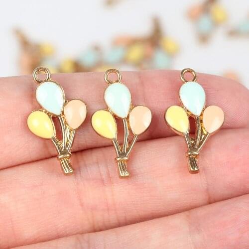 10pcs 13x23mm Enamel Balloon Drop Oil Charms Pendant Metal Alloy For Jewelry Making Diy Accessories Necklace Earring Bracelet