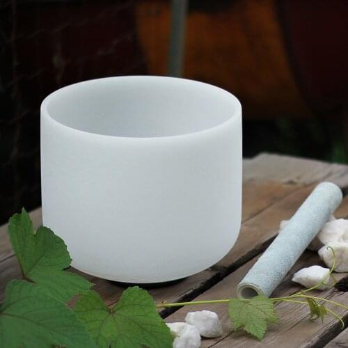 13" frosted quartz crystal singing bowls with D note for Sacral chakras or other musical note + free suede mallet + o-ring