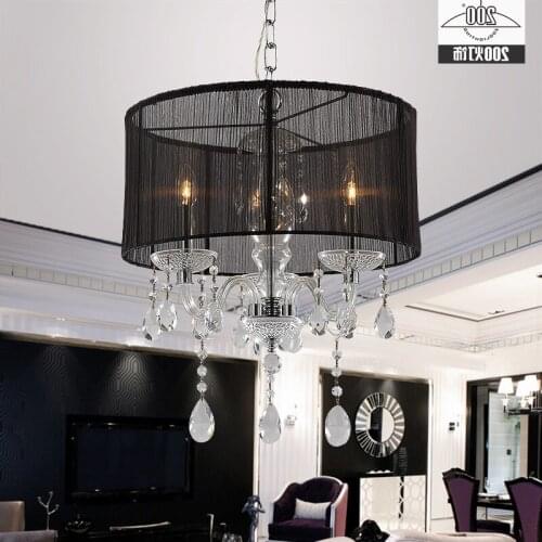 European Style White Fabric Shade Led Modern K9 Crystal Chandeliers E14 Lustres De Cristal Chandelier luminaria