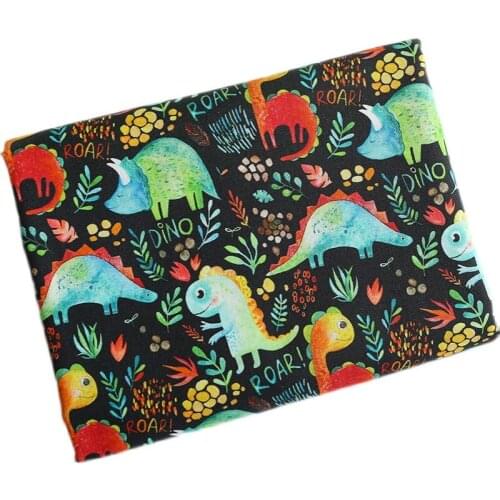 Cartoon Roar Dinosaur Plants Leaves Print 100% Cotton Fabric for Kids Clothes Home Textile Bedding Set Sewing Quilting DIY