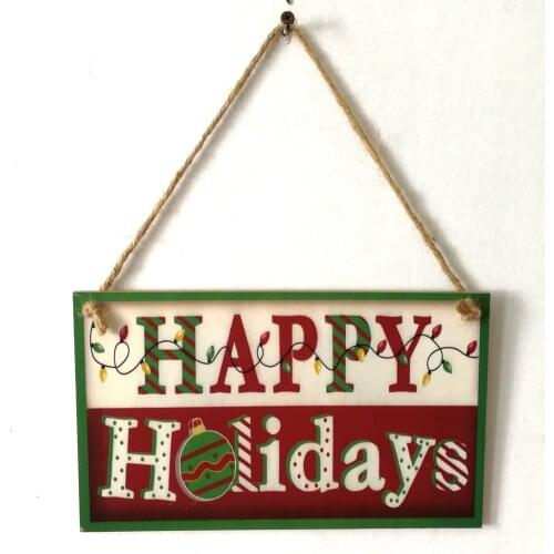 Merry Christmas Decoration Wood Sign Wooden Decor Wall Art Signs Wreath Front Door Porch Ornament Hanging Hanger