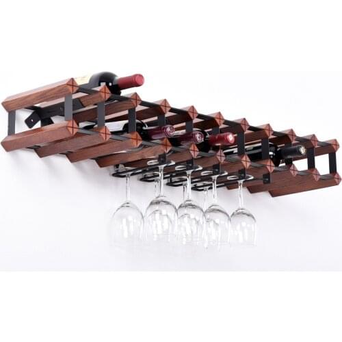 Wine rack wall hanging glass wooden wine rack solid wood wine rack wall hanging creative decoration restaurant solid wood wine r