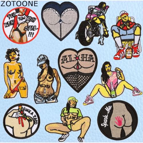ZOTOONE 1pcs Strange Things Patches for Clothing Iron on Badge Motorcycle Sex Girl Embroidered Patches for Clothes Sticker E