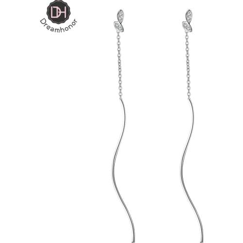 Dreamhonor 925 Sterling Silver Ear Line Long Tassel Drop Earrings 2021 Fashion Women Earrings Summer Jewelry Girls Party Gift