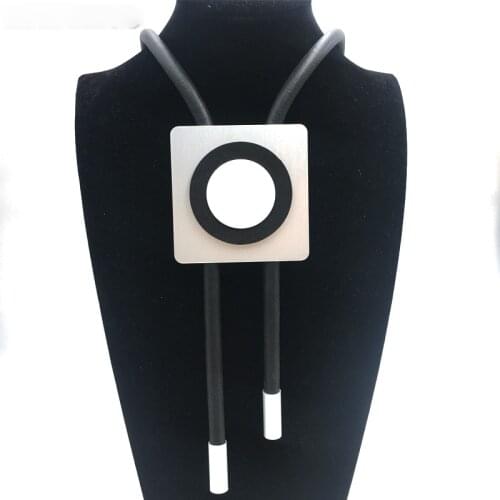 YD&YDBZ Black Leather Rubber Rope Statement Necklaces For Women Gothic Aluminum Sheet Matching Necklaces Punk Style Choker Chain