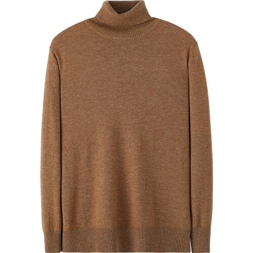 Zocept Winter Mens Sweaters 100% Pure Wool Knitted Turtleneck Pullovers Man Clothes Solid Color Thick Warm Smart Casual Jumper