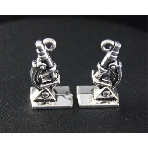 15Pcs Silver Color Biological Microscope Charm Jewellery Pendant For Bracelet Necklace 21x11Mm A2124
