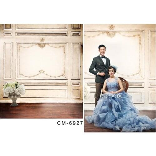 200*300cm(6.5*10ft) Wedding Background For Studio Photos Backdrops Simple cream walls Red wood Flower Basket For Couple