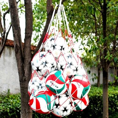 2021 Outdoor Basketball Baskets Football Volleyball Large Nylon Red + White Braided Mesh Net Bag Sports Accessories