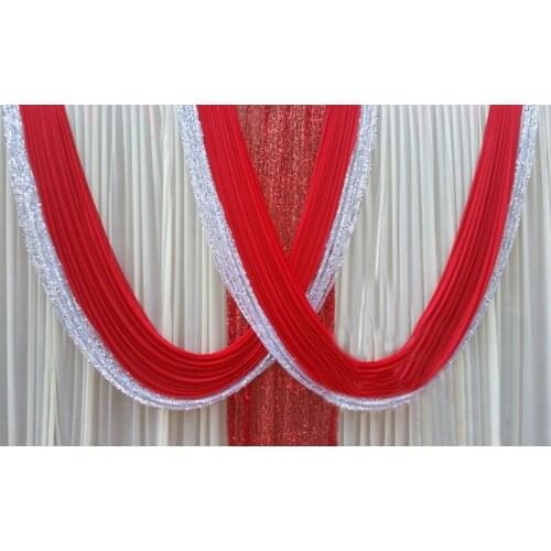 3M*6M TOP Quality red Color shinning material red wedding backdrop wedding curtains stage backdrop decoration