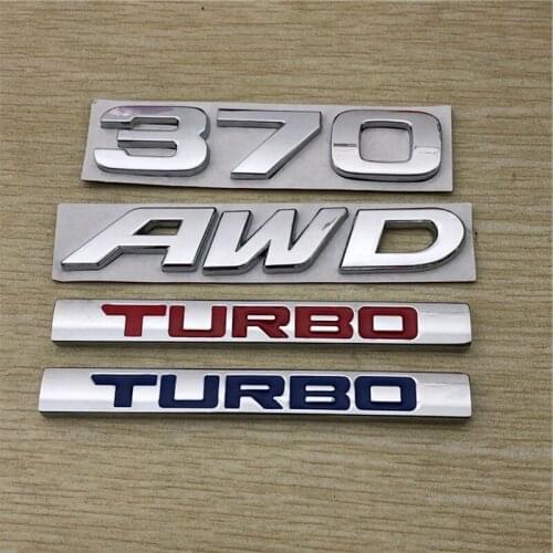 3D Metal Awd Badge 370 Turbo Emblem Decals Chrome Car Styling For Avancier Spirior Civic City Fit Crv Odyssey Crosstour Jade