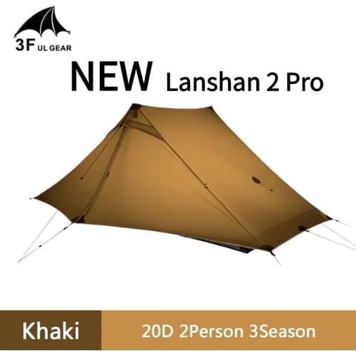 3F Lanshan 2 Pro Just 915 Grams 20D Nylon Both Sides Silicon Tent LightWeight 2 Person 3 And 4 Season Backpacking Camping Tent