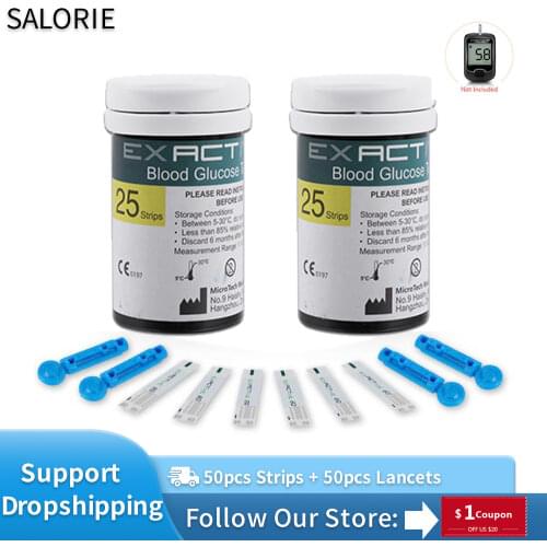 50pcs Diabetic Test Strips and Lancets for Blood Sugar Monitor Glucometer Diabetes Glucose Meter Medical Accessories Health Care