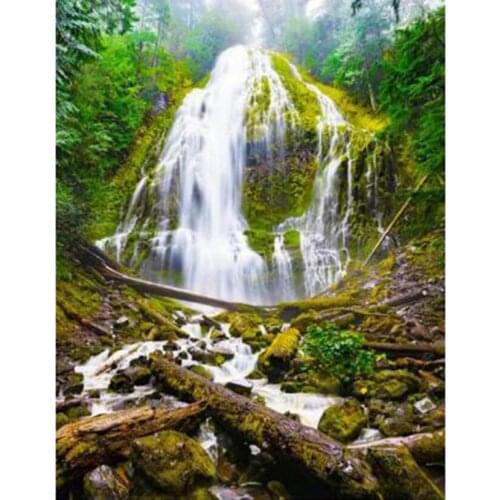 Diamond Painting 5D DIY Square/Round Diamond Landscape Painting Forest Waterfall Scenery Picture Cross Stitch Artwork Gift TX567