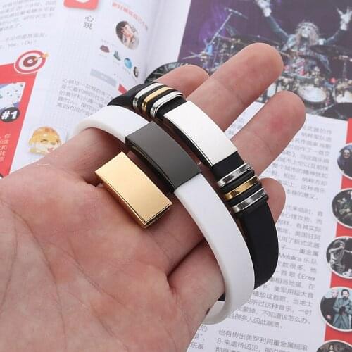 Women Mens Bracelet Bangle Titanium Steel Silicone Bracelet Fashion Sport Bangle Punk Style Couple Bracelet Hip Hop Jewelry