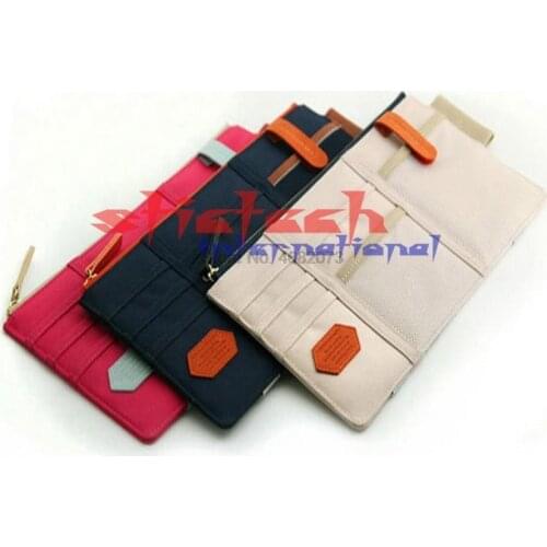 By dhl or ems 50pcs 3 Colors Car Sun Visor Receive Bag Car Boot Organiser Storage Bag Box Organizer For Fuel Card Phone hot sale