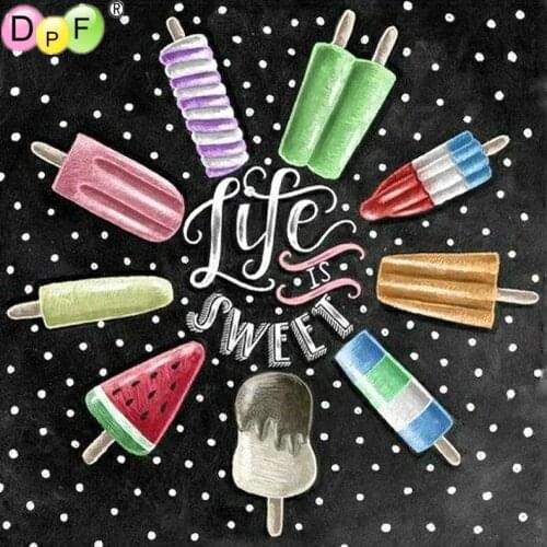 DPF 5D full Round DIY Magic Cube Diamond Painting water ice cream Cross Stitch Crafts Diamond Embroidery Mosaic Home Art Decor