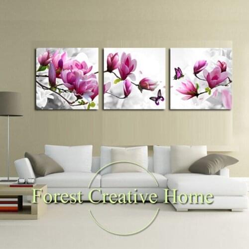Modern Art Flower Canvas Painting Three-Picture Combination Posters And Prints Wall Pictures For Living Room Canvas Wall Art