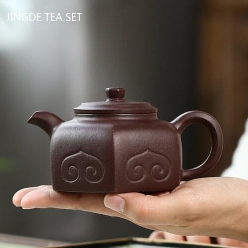 Chinese Yixing Tea Pots Six Parties Shape Purple Clay Teapot Beauty Kettle Handmade Boutique Teaware Tea Ceremony Gifts 240ml