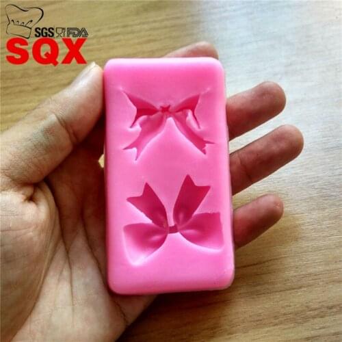 Classic 2 bows Butterfly cooking christmas wedding decoration Silicone Mould Fondant Sugar Bow Mold Decorating SQ1407