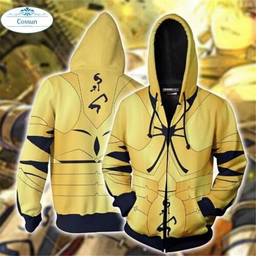 COSSUN Fate/stay night Gilgamesh Costume Cosplay zipper hoodie Cosplay men and women casual sports sweater New