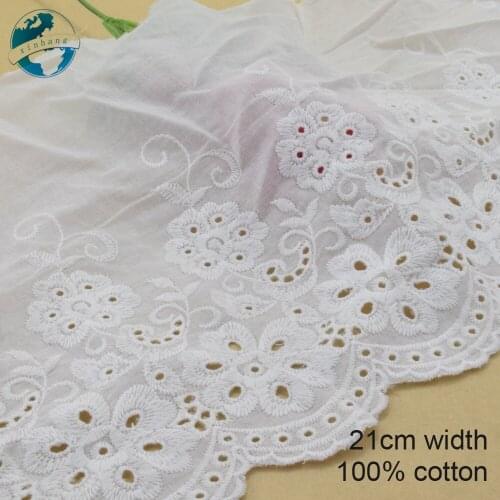 5yard 21cm wide 100% Cotton embroid lace sewing ribbon guipure trim wedding decoration DIY Garment Accessories african lace#3924