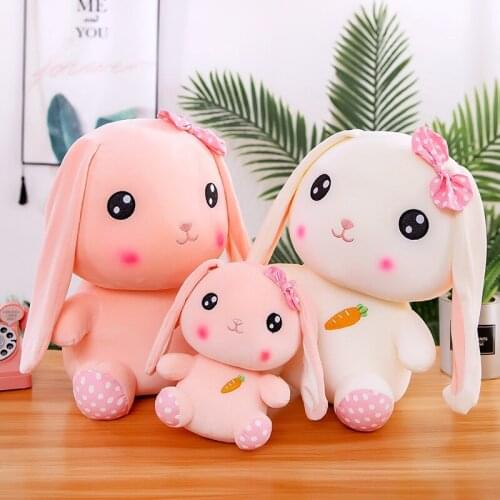 Sweet Pink Lop-eared Bunny Plush Soft Stuffed Toy Animals Rabbit Sleeping Cartoon Pillow Doll Birthday Gift for Children Kids