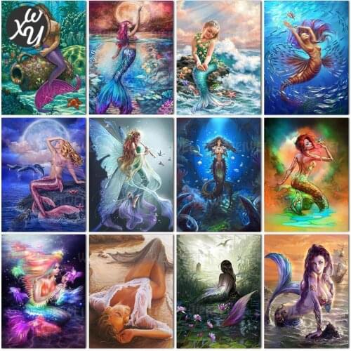 Mermaid Diamond Art Kits for Adults Princess Diamond Painting Fantasy Cartoon Cross Stitch Diamond Mosaic Handicrafts Home Decor