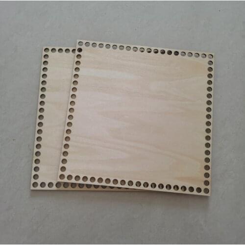 2 pieces Square shape set for crochet Laser cut hole Plywood base hand-woven