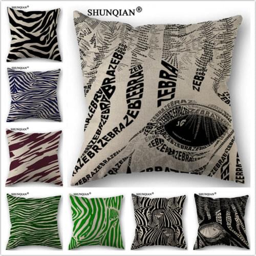 Y4152 Digital geometric zebra striped pillowcase Cotton Linen Pillowcase 18X18 Inches Bedroom Office Throw Decorative Pillows