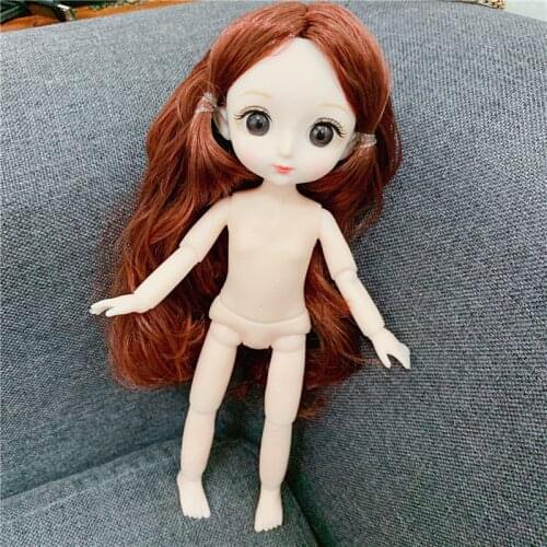New BJD Doll 20cm Naked Doll Can Be Dressed 3D Eyes 13 Joints Movable 1/12 Fashion Princess Doll Girl Toy Child Birthday Gift