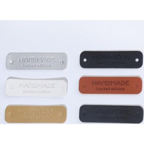 Wholesale Limited Edition Hand Made PU Leather Labels Tags For Handwork Gifts Leather Handmade Clothes Shoes Sewing Accessories