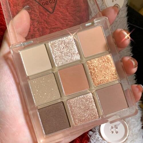 9 Color Lazy Eye Shadow Makeup Palette Glitter Eyeshadow Pallete Waterproof Long Lasting Glitter Eyeshadow Shimmer Cosmetic TSLM